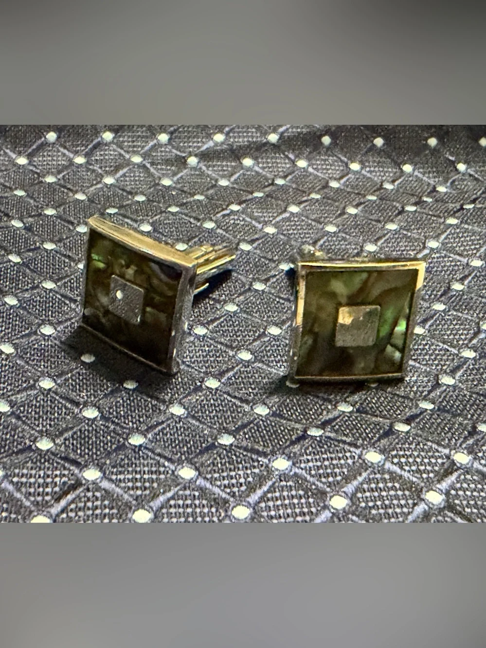 Mother of Pearl Inlay Square Cufflinks - Black and Gold